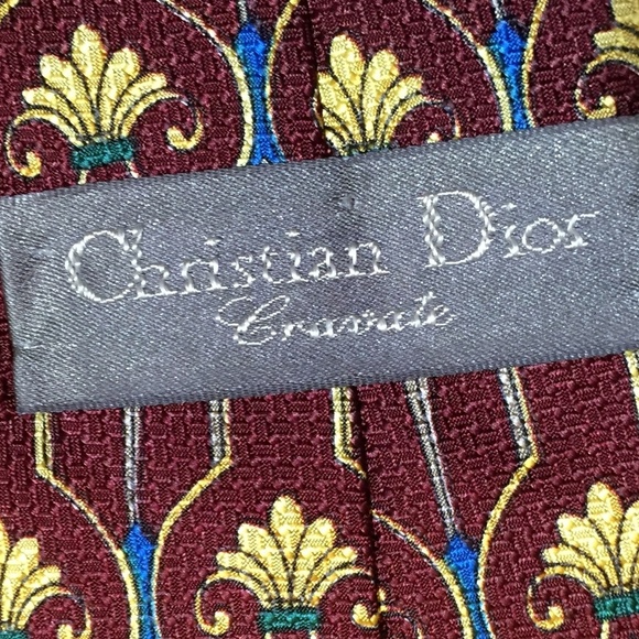 Christian Dior Men’s Tie Silk Maroon - Picture 2 of 4